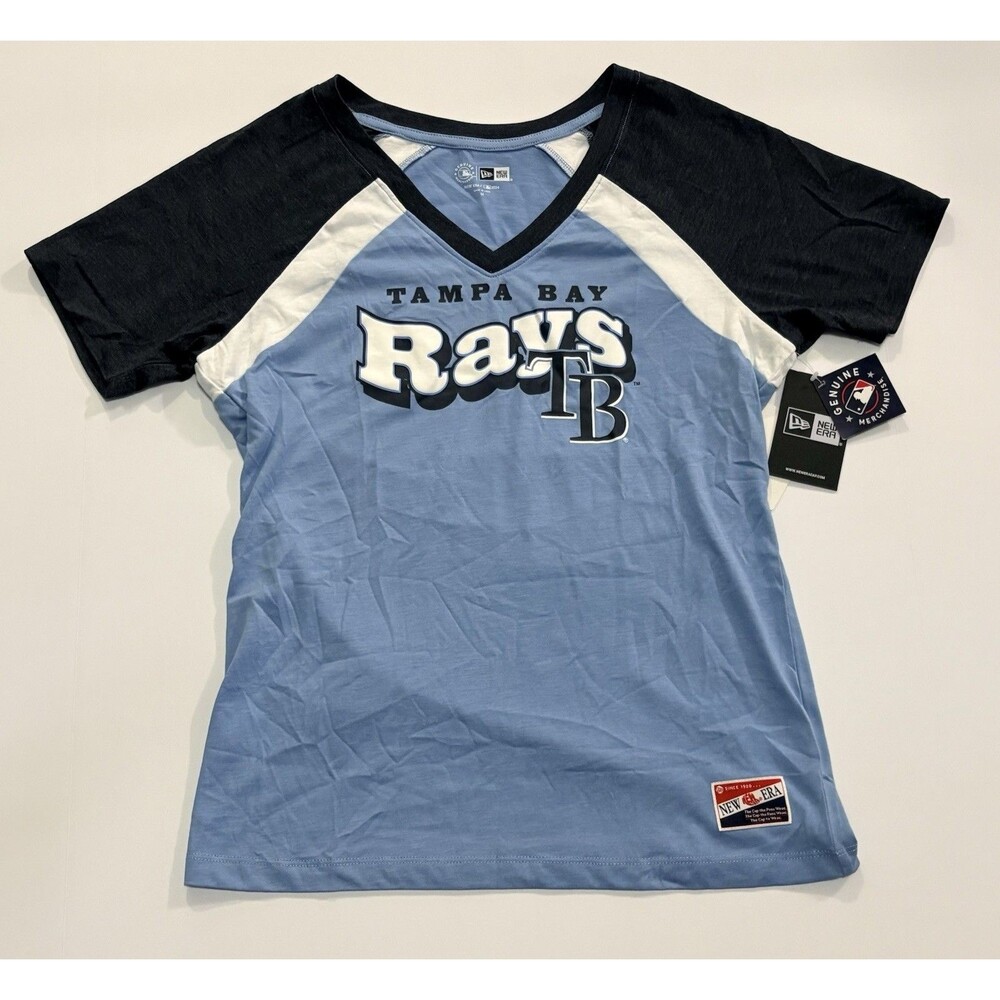 New Era MLB Tampa Bay Rays Baseball V-Neck T-Shirt Women’s M NWT